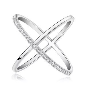 Jewelry - 925 Sterling Silver Criss Cross Diamond Ring Jewelry - 925 Sterling Silver Criss Cross Diamond Ring